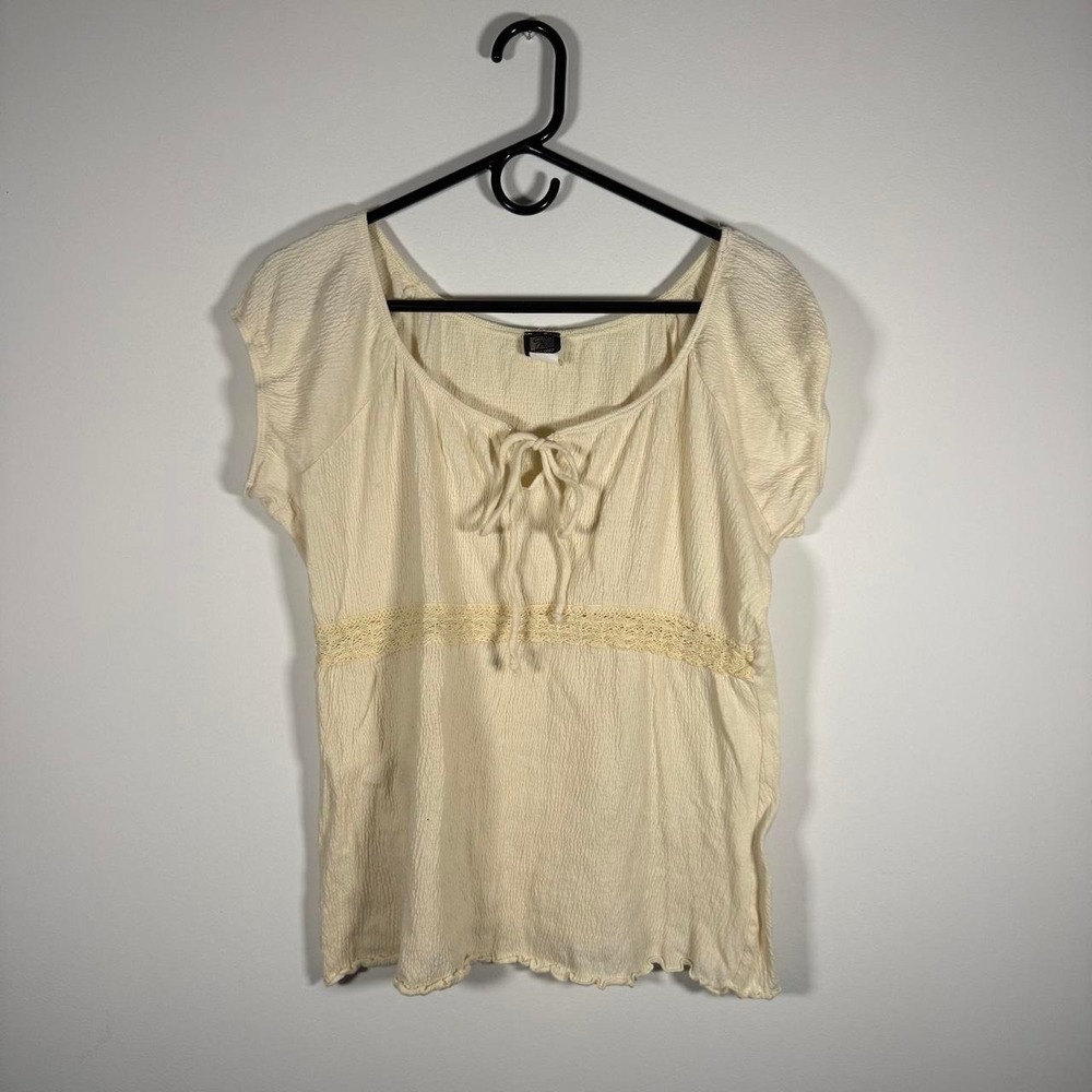 y2k cream babydoll-style top
